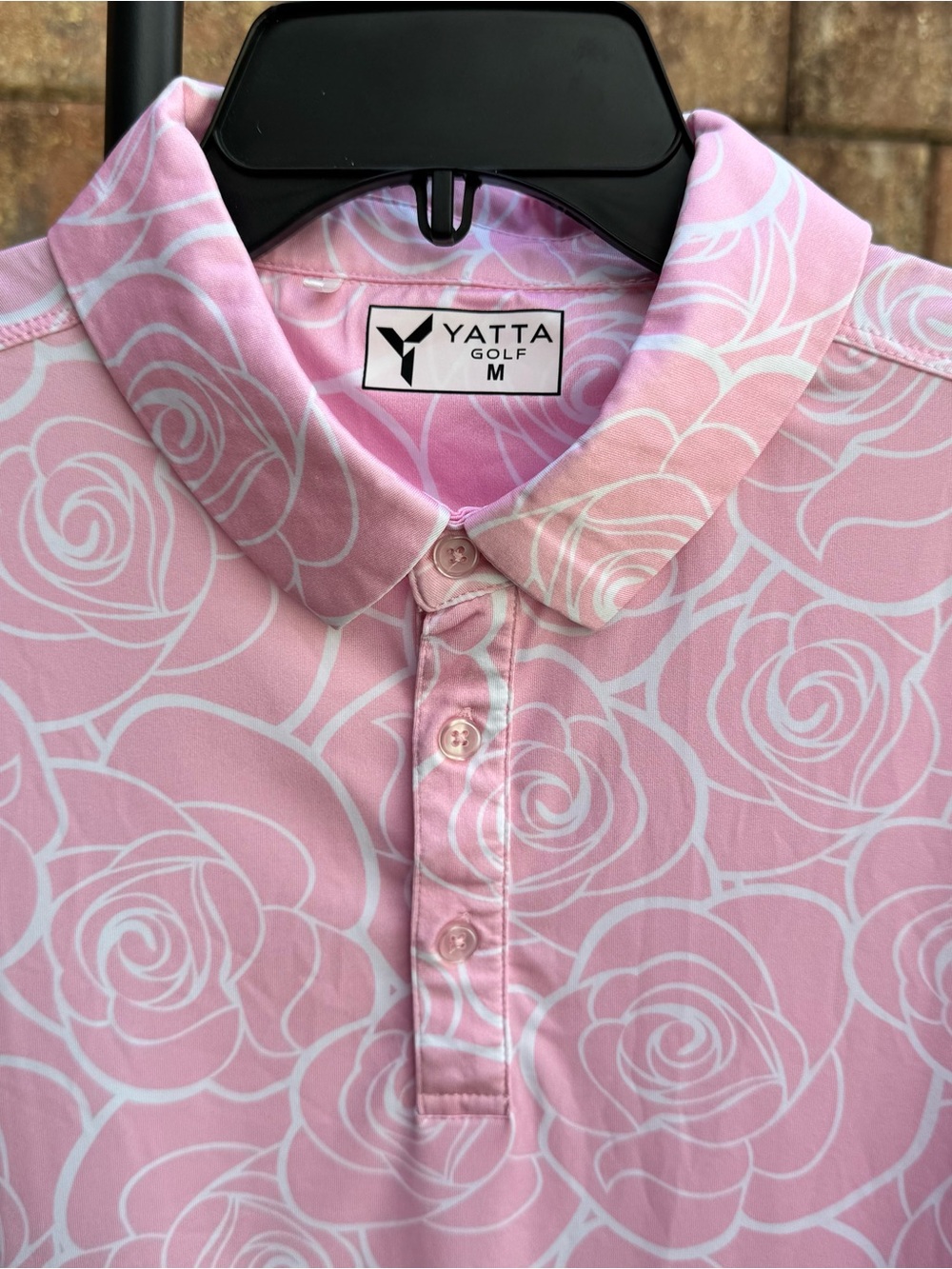 Yatta Performance Golf Pink Rose Print Polo